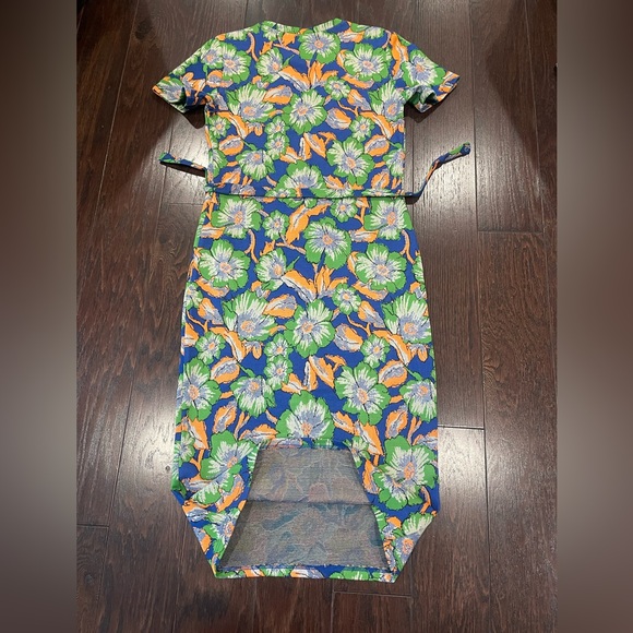 Zara Women Medium Bold Jacquard Knit Tropical Floral Short Sleeve Midi Dress - Picture 4 of 6